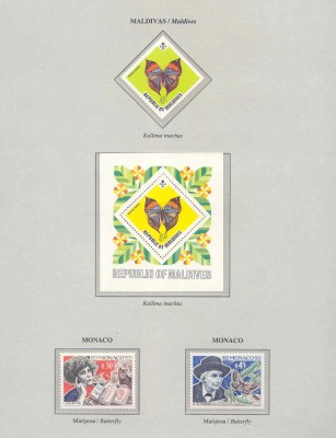 Piękne znaczki z Monako, z motylami w tle